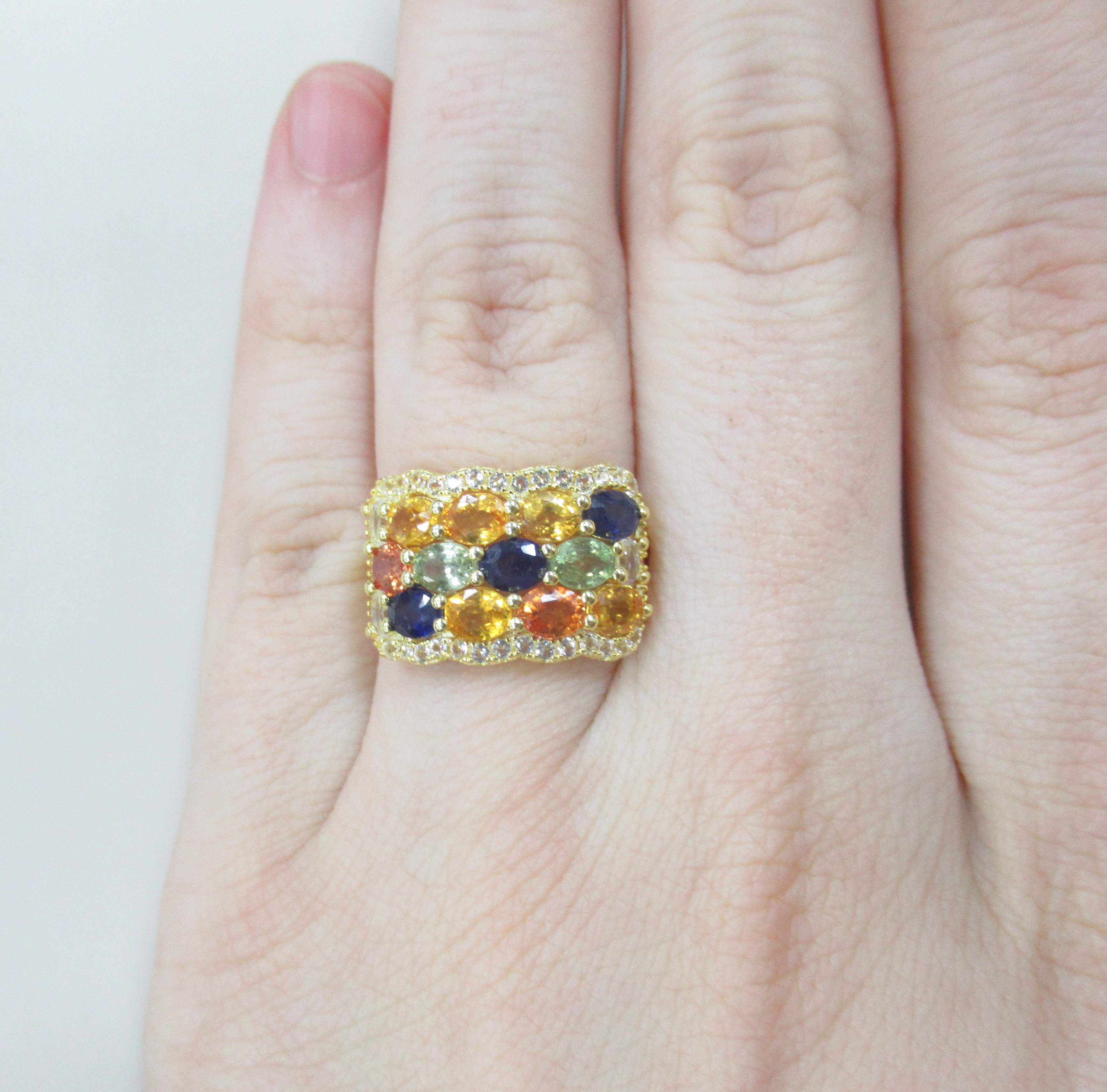 Серебряное кольцо с мультисапфирами